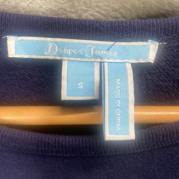 Draper James Top Small Darlin' Navy Spellout Blue 3/4 Sleeve Sweatshirt Preppy‎ - Picture 11 of 14